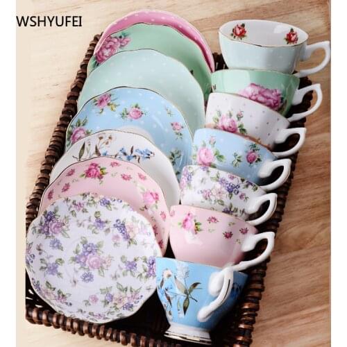 Bone China Coffee Cup European-style Small Luxury Saucer Set England Flower Sea Afternoon Tea Exquisite Ceramic Tea Cup