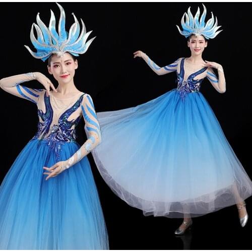 Concert Outfits Flamenco Dress Women Competition Costume Classical Dance Costume American Clothing Ballroom Dancewear DL7408