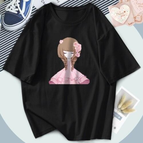 Summer Womens T-shirts Cartoon Girl Print Oversize Tshirts Punk Style Harajuku Tees Funny Clothing Tops Ladies Female Camiaetas