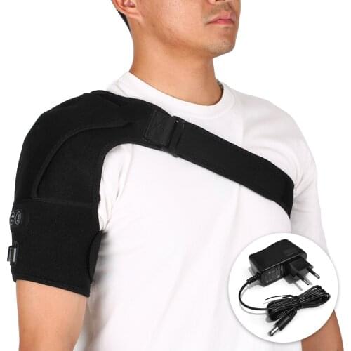 Massaging Heated Shoulder Wrap Brace Heating Infrared Pad Strap Shoulder Compression Sleeve with UK/US/EU Adapter