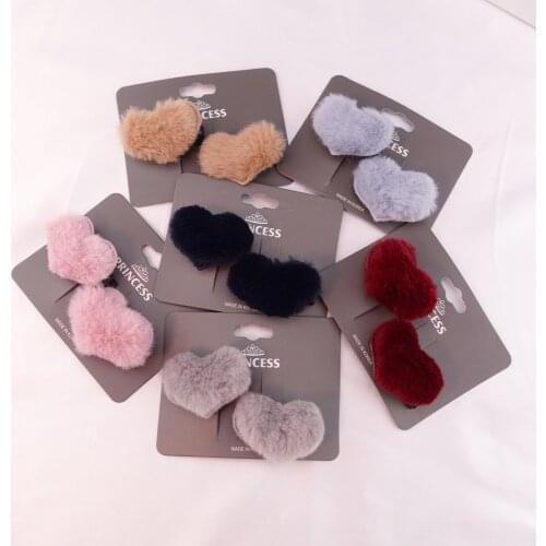 Cute Heart Rabbit Hairball Hairpin Children Hair Clips Bobby Pin Barrette Accessories for Girls Kids Hairclip Hairgrip Headdress