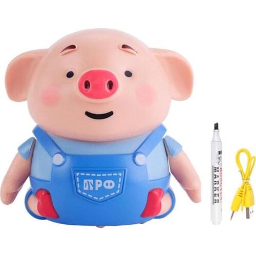 Cute Mini Electrict Inductive Pig Car Toys Inductive Remote Radio Vehicle With Light Music Education Toy For Children Christmas