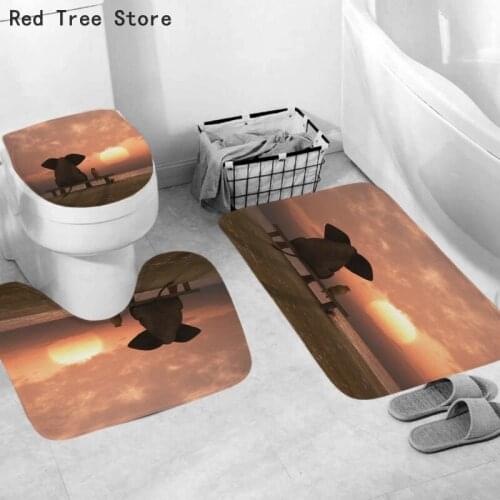 Lovely Cartoon Animal Elephant Printed Washable Floor Rugs Carpet Bathroom Ground Floor Mat 3pcs/Set Toilet Seat Lid Cover