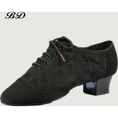 TOP Dance Shoes Latin Shoe Modern Men Cowhide Two-point Sole Check Oxford Cloth Comfortable And breathable Factory Outlet BD 456