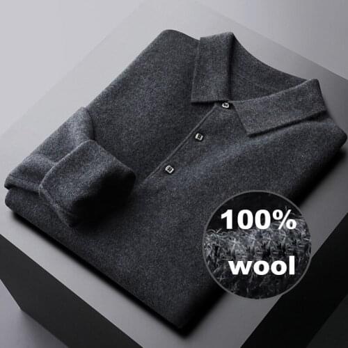 Classic 100% Wool Mens Sweaters High Quality Business Casual Autumn Winter Sweater Male Solid Color Fit Man Sweaters 3XL
