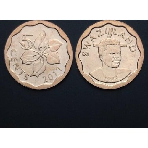 Swaziland 5 cents new Genuine Original Coins 100% Real Issuing Collection Coins Unc Africa