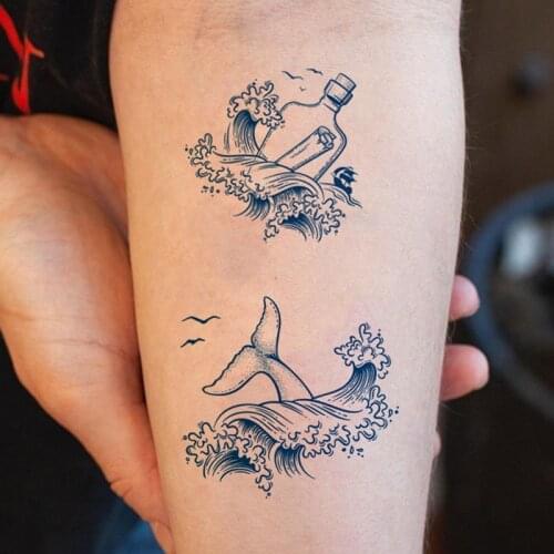 Premium Semi-Permanent Tattoos for Men and Women,Dark Blue Temporary Tattoo Lifelike Waterproof and Long-Lasting 1-2 Weeks