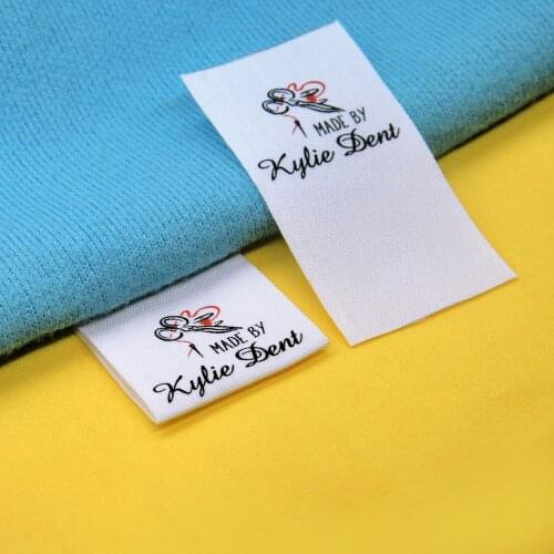 Custom Sewing label, Fold, Custom Clothing Labels - Fabric Name Tags, Logo or Text, Cotton Ribbon, Custom Design (FR128)