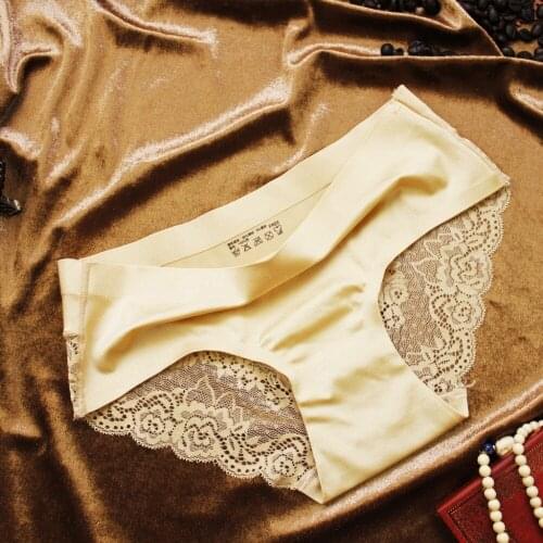 Free Shipping Ms a chip transparent underwear sexy lace ice silk non-trace ladies underwear hollow out briefs SIZE L XL #7173R81