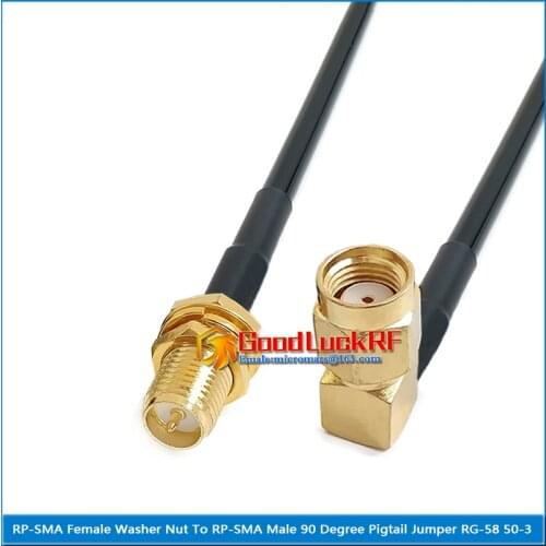 RP-SMA Female Washer O-ring Nut to RP SMA RP-SMA Male Right Angle 90 Degree Pigtail Jumper RG-58 RG58 3D-FB Extend cable 50 Ohm