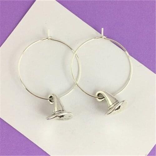 Witch Hat Hoop Earrings - 30mm Diameter, Halloween Jewellery, Statement Earrings, Creepy Cute, Girlfriend Gift