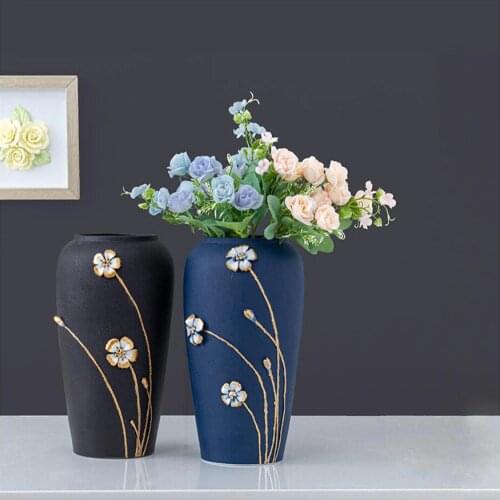 Modern creative ceramic floor large vase dried flower porcelain vase floral living room soft decoration light luxury