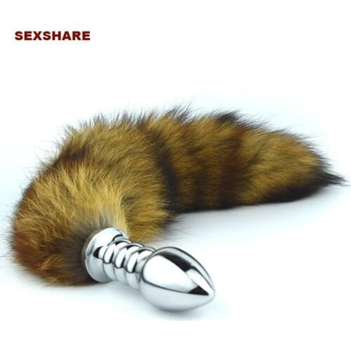 Spiral Anal plug Stainless steel butt plug cat tail anal plug Faux fox tail cosplay anal sex toys metal butt plug dog tail