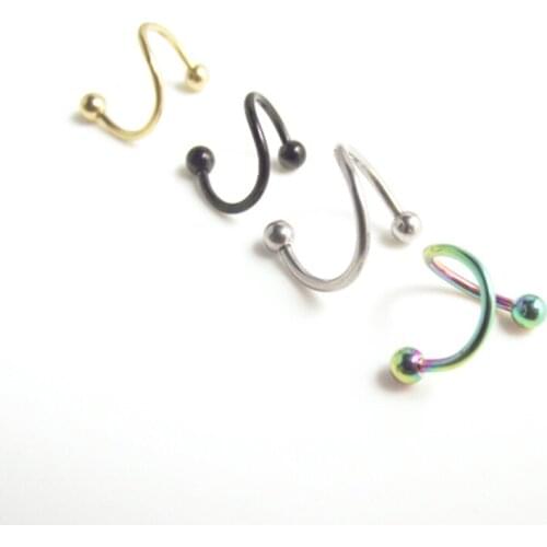 2pcs/lot Mixed 16G Stainlessl Steel Spiral Twister Rings Lip Ear Ring Labret body Jewelry Tragus Helix Ear Piercing Body Jewelry