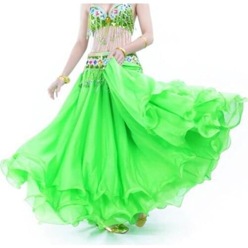 Stage Performance Oriental Belly Dancing Skirts 3 Layers Chiffon Belly Dance Skirt Costume Training Dress or Performance