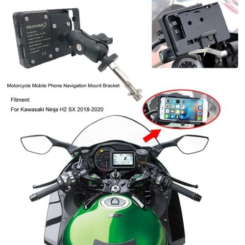 Motorcycle USB Charger Mobile Phone Holder Stand GPS Navigation Bracket For Kawasaki Ninja H2 SX 2018 2019 2020