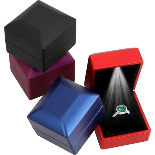 Earrings Ring Box For Wedding Engagement 1pcs LED Lighting Jewelry Display Case Creative