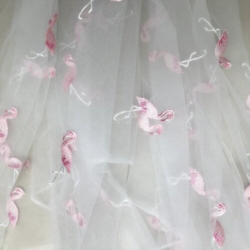 1Y/Lot Pink birds mesh embroidery lace fabric for dress cloth accesories 8colours