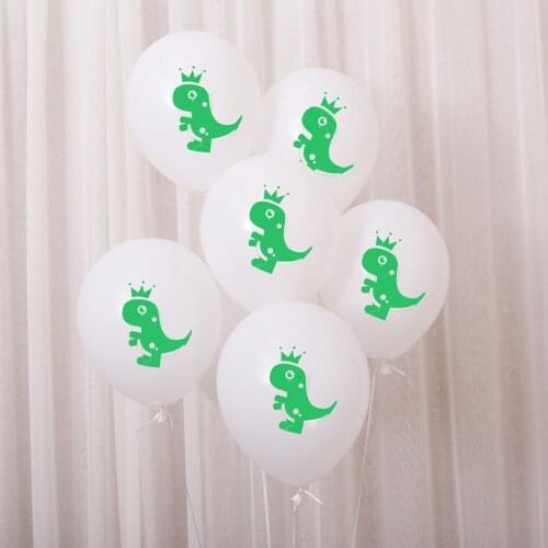 20pcs DIY 12inch Cartoon Kawaii Dinosaur Round Latex Balloon Set Baby Shower Gender Reveal Birthday Party Childrens Day Decor