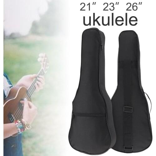 21 / 23 / 26 Inch Black Portable Ukulele Bag Soft Case Gig Cotton Waterproof Bag for Mini Guitar