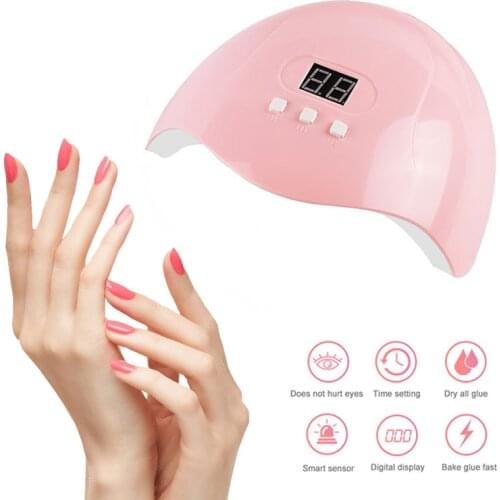 54W/6W Pink Nail Dryer Machine UV LED Lamp Portable Micro USB Cable Home Use Nail UV Gel Varnish Dryer 3 LED Lamp Nail Art Tools