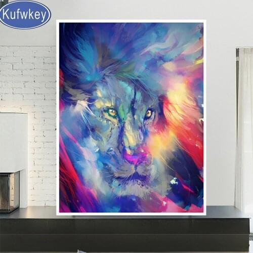 5d Diy Diamond Painting Full Square/Round Drill Colorful Lion Abstract Art Puzzle Embroidery set Diamond Mosaic Graffiti Animal