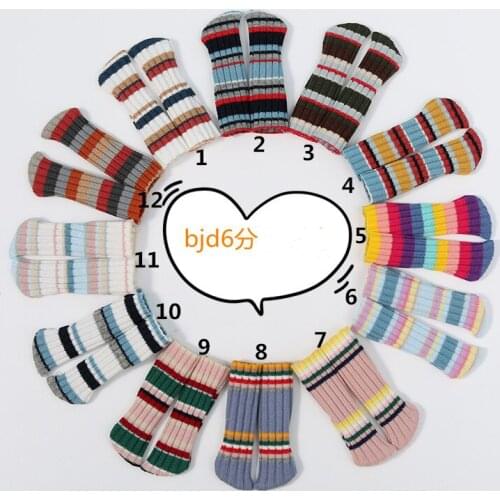 BJD 6 points 1 / 6 baby clothes baby rainbow socks striped socks variety of colorss