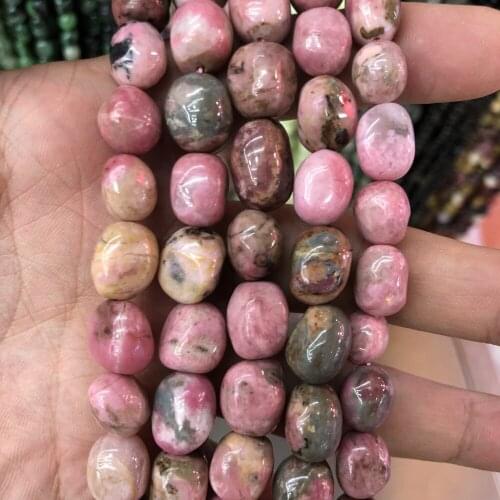 Natural Rhodochrosite Beads Polished Nugget Bead, Genuine Stone Gem Jewelry Making Beads 3strings of 15.5"