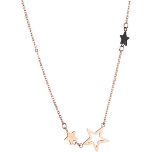 316L Stainless Steel Fashion Fine Jewelry Minimal Five-pointed Star Charms Chain Choker Collier Necklaces & Pendants For Women