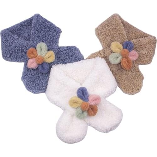 Children Cute Cartoon Flower Scarf New Winter Warm Boys Girls Baby Thick Plush Ring