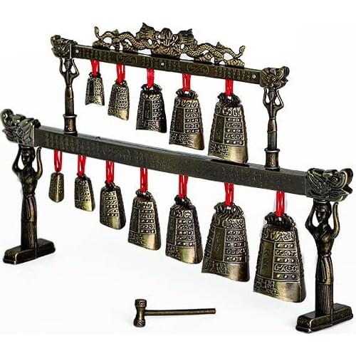 Folk Crafts Home Furnishings Vintage Bronze Hit Instrument Round Double Clock