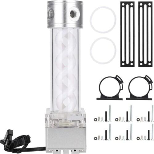 Water Cooling Tank Kit,800L/H CPU Cooling Cylinder Pump System,Water Cooling Pump Reservoir, White