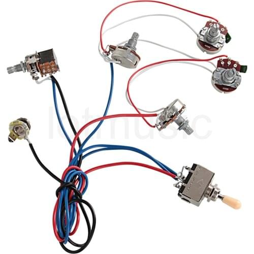 Electric Guitar Wiring Harness Kit 2V2T Pot Jack 3 Way Switch for Guitar Parts