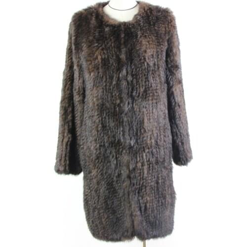 Knitted Real Fur Coat For Women 2018 Winter Loose Russia Womens Rabbit Natural Fur Jackets Fashion Genuine Fur With long Sleeve