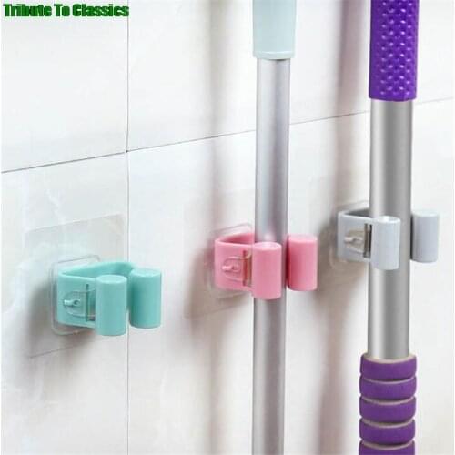 Multifunctional Traceless Sucker Mop Hook Holder Wall Mounted Kitchen Bathroom Suction Cup Rag/Broom/Mop Rack Storage Holder