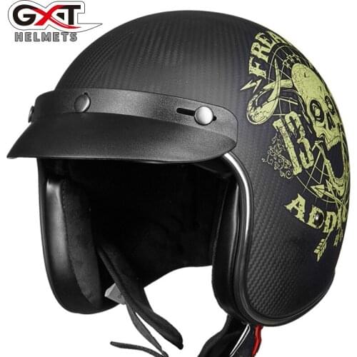GXT Men/women Retro Motorcycle Helmet Carbon Fiber Motorbike Racing Half Face Helmets Electric Moto Riding ECE Safety Helmet