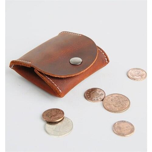 Mens Coin Purse Mini Bags Key Short Wallets Genuine Cow Leather PULL-UP Leather Clutches Retro Handmade Small Hasp Handbags Gift