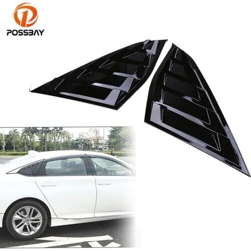 POSSBAY Black Car Window Louvers Scoop Cover Sticker Side Vent Auto Window Panel Pegatinas for Honda Accord Sedan 2018-Present