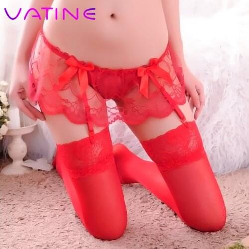 VATINE Top Thigh-Highs Stockings Lace Stockings and Garter Belt Suspender Set Erotic Lingerie Women Sexy Underwear