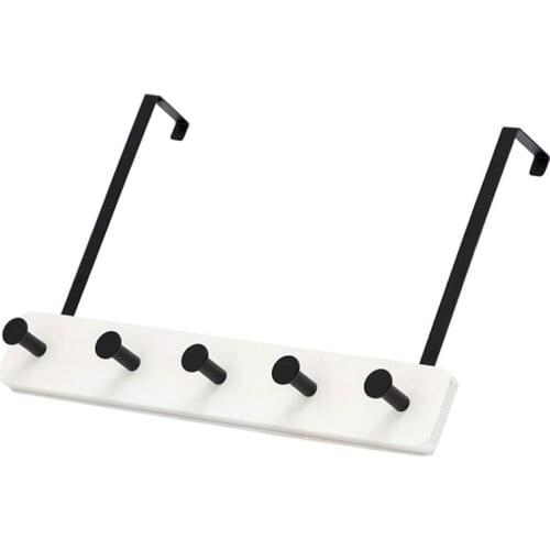 New Over the Door Coat Rack Organizer, Coat Rack with 5 Hooks, Door Hangers for Towels, Coat, Bags, Hats (White)