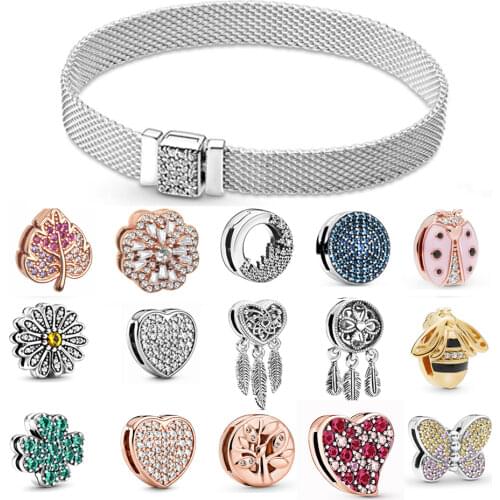 Real s925 silver color Bracelet fit Original Charms silver color s925 Women Bracelet DIY Jewelry Gift bransoletki damskie