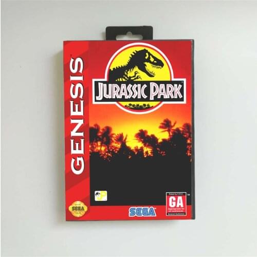 Jurassic Park - USA Cover With Retail Box 16 Bit MD Game Card for Sega Megadrive Genesis Video Game Console