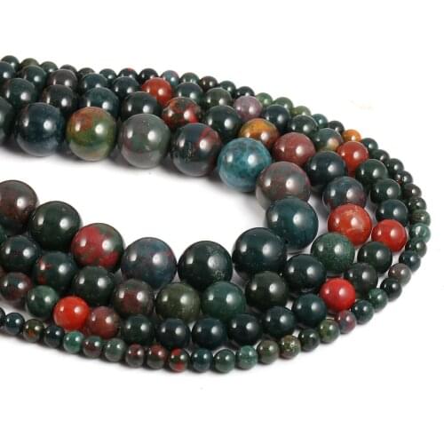 Natural Bloodstone Loose Beads High Quality Round Stone Beads For Jewelry Making DIY Bracelet Accessories Fit Women Men
