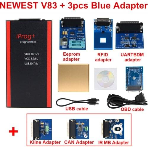 Iprog+ Key Programmer Support IMMO + Mileage Correction + Airbag Reset Iprog Pro Till 2019 Replace Carprog with 7 adapters