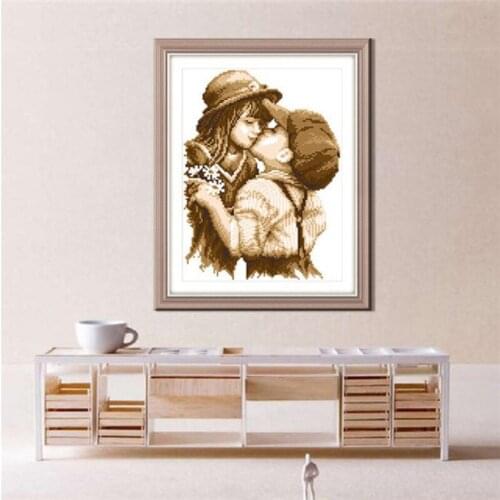 Needlework DIY Cross Stitch First Romantic Kiss Pattern Cross-stitch Embroidery Decoration Painting Art Home Decor