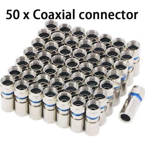 Connector Rg6 Compression RG6 F Connector Coax Coaxial Adapter Plug for Satellite & Cable TV (50 Pack) F Connector