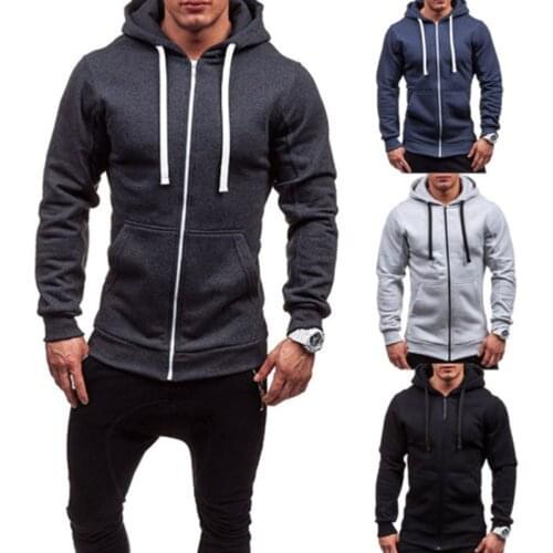 Winter Autumn Mens Hooded Hoodies Zipper Sweatshirt New Fashion Long Sleeve Jumper Outwear Coat Casual Solid Tops Hoodies