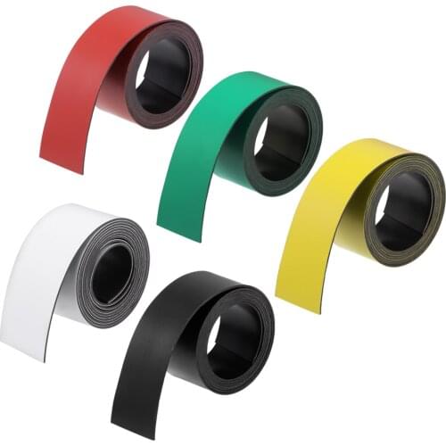 Uxcell 5 Pcs Dry Erase Magnetic Strip 1 Inch x 3.3 Feet Magnetical Sheet Labels Stickers Writable Colorful For Whiteboards