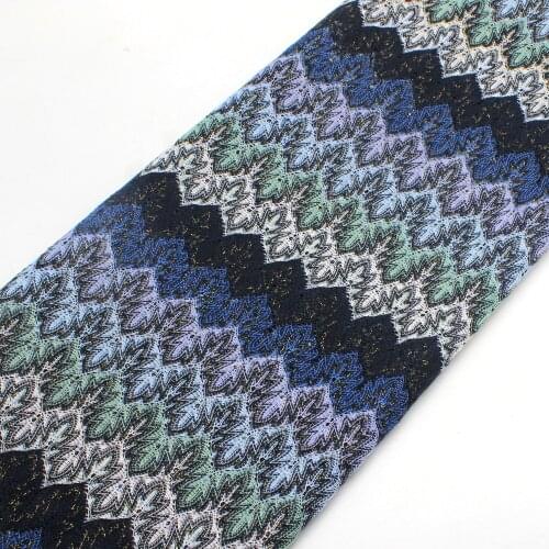 Zig Zag Knits Lace Fabrics 1 Meter For Dress Navy Blue Wave Striped Crochet Mesh Fabrics Diy Fashion Cloth Maple Leaf 150CM Wide