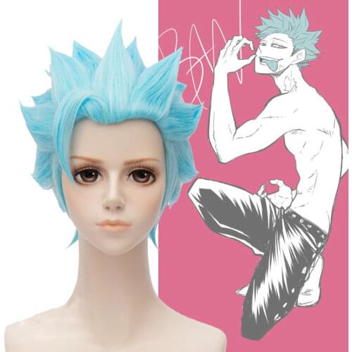 Anime The Seven Deadly Sins Foxs Sin of Greed Ban Cosplay Wigs Short Heat Resistant Synthetic Hair Wig + Wig Cap